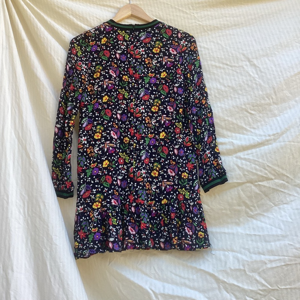 Zara Trafaluc black floral long sleeve mini dress, size medium - Picture 8 of 10
